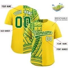Gold Kelly Green Tribal Split Baseball Jersey 2