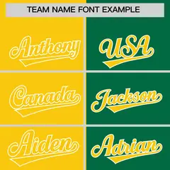 Gold Kelly Green Two Tone Split Varsity Letterman Bomber Jacket 3