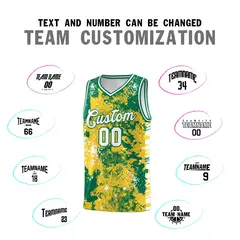Gold Kelly Green Vice Burst Graffiti Basketball Jersey 4