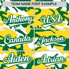 Gold Kelly Green White Camo Gradient Fashion Baseball Jersey 3