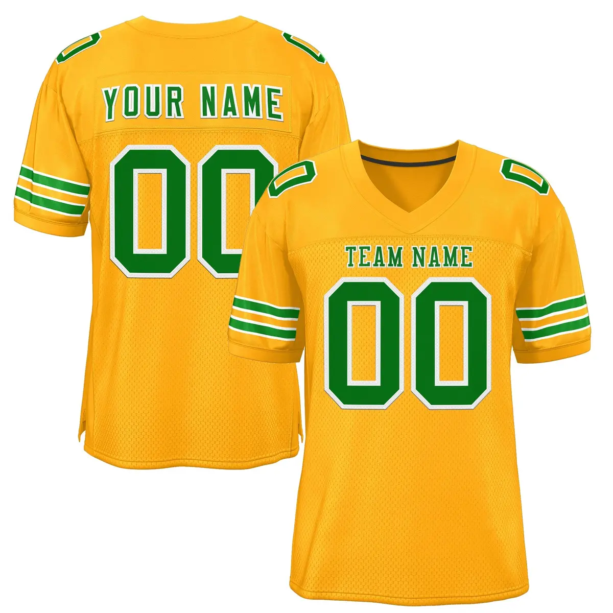 Gold Kelly Green-White Classic Mesh Football Jersey