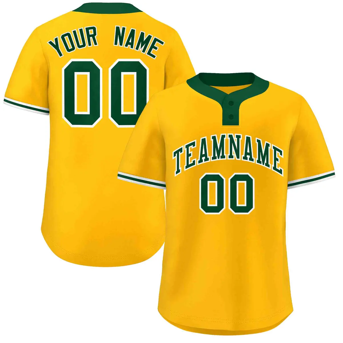 Gold Kelly Green-White Classic Two-Button Softball Jersey