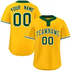 Gold Kelly Green-White Classic Two-Button Softball Jersey