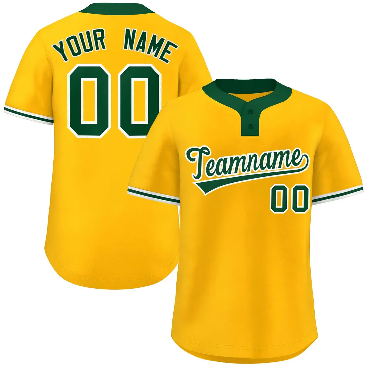 Gold Kelly Green-White Classic Two-Button Softball Jersey