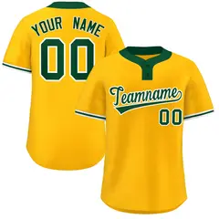 Gold Kelly Green-White Classic Two-Button Softball Jersey 1