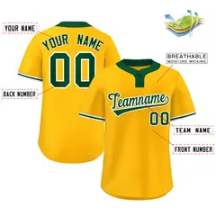 Gold Kelly Green-White Classic Two-Button Softball Jersey 2