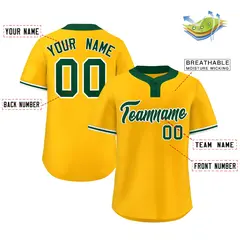 Gold Kelly Green-White Classic Two-Button Softball Jersey 2