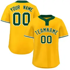 Gold Kelly Green-White Classic Two-Button Softball Jersey 1
