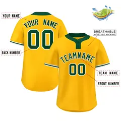 Gold Kelly Green-White Classic Two-Button Softball Jersey 2