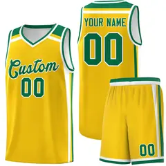 Gold Kelly Green White Color Charge Series Basketball Jersey 1