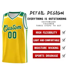Gold Kelly Green White Color Charge Series Basketball Jersey 2