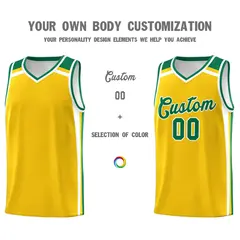 Gold Kelly Green White Color Charge Series Basketball Jersey 3