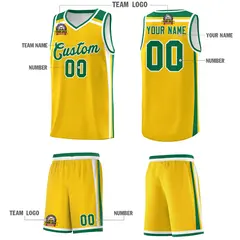 Gold Kelly Green White Color Charge Series Basketball Jersey 5