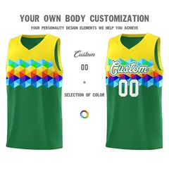 Gold Kelly Green-White Colorful Basketball Jersey Sets 2