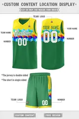 Gold Kelly Green-White Colorful Basketball Jersey Sets 4