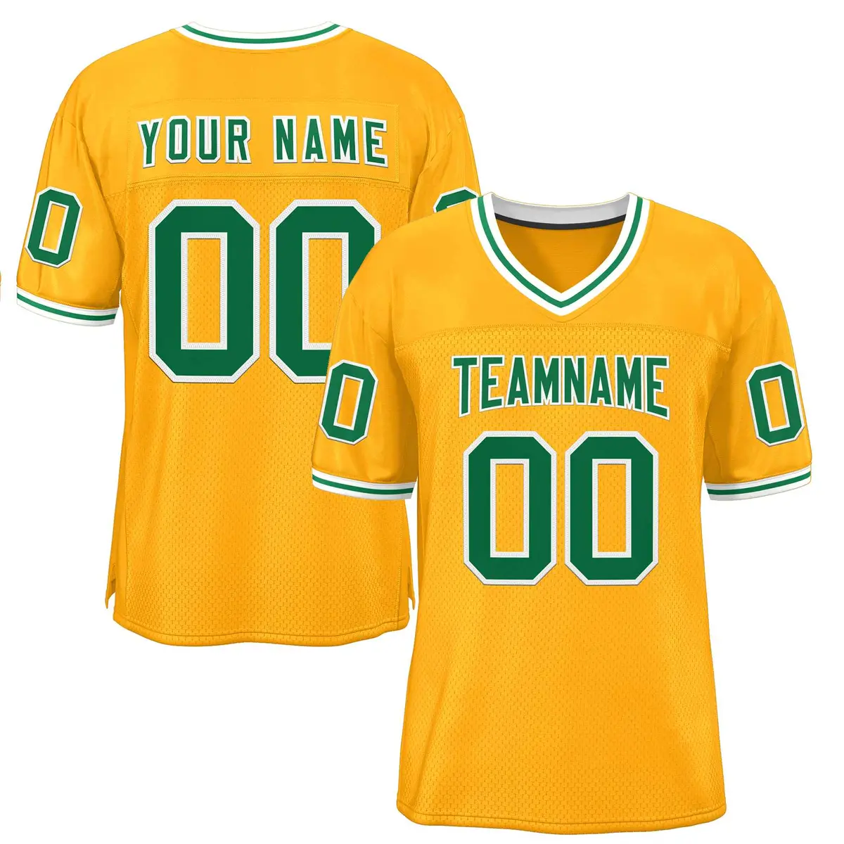 Gold Kelly Green White Football Jersey