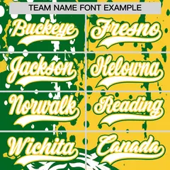 Gold Kelly Green White Full-Snap Tiger Graffiti Baseball Jersey 6
