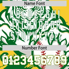 Gold Kelly Green White Full-Snap Tiger Graffiti Baseball Jersey 7