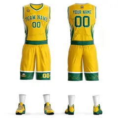 Gold Kelly Green-White Graffiti Lightning Basketball Jersey