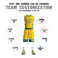 Gold Kelly Green-White Graffiti Lightning Basketball Jersey 4