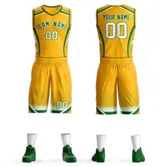 Gold Kelly Green-White Graffiti Points Element Basketball Jersey