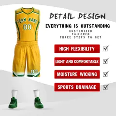 Gold Kelly Green-White Graffiti Points Element Basketball Jersey 2