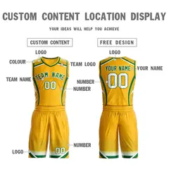 Gold Kelly Green-White Graffiti Points Element Basketball Jersey 3