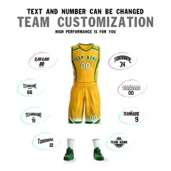 Gold Kelly Green-White Graffiti Points Element Basketball Jersey 4