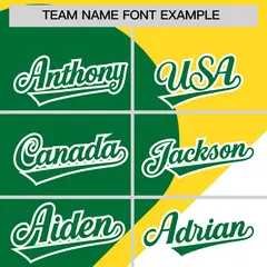 Gold Kelly Green White Half Heart Color Block Baseball Jersey 3