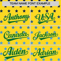 Gold Kelly Green White Raglan Star Print Baseball Jersey 3