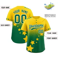 Gold Kelly Green White Rising Stars Gradient Baseball Jersey 2