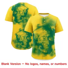 Gold Kelly Green White Skeleton Graffiti Baseball Jersey 8