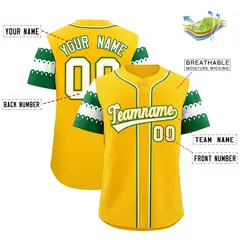 Gold Kelly Green White Sleeve Flag Lace Baseball Jersey 2