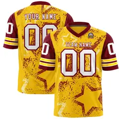 Gold Kelly Green White Star Pattern Football Jersey 1