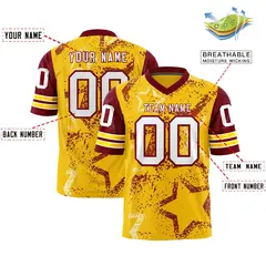 Gold Kelly Green White Star Pattern Football Jersey 2