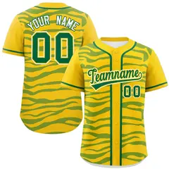 Gold Kelly Green Zebra Graffiti Authentic Baseball Jersey