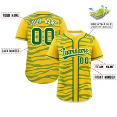 Gold Kelly Green Zebra Graffiti Authentic Baseball Jersey 2