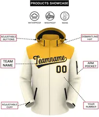 Gold Khaki-Black Two Tone Hooded Waterproof Jacket 2