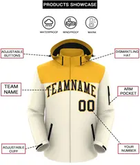 Gold Khaki-Black Two Tone Hooded Waterproof Jacket 2