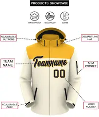 Gold Khaki-Black Two Tone Hooded Waterproof Jacket 2