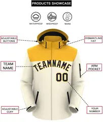 Gold Khaki-Black Two Tone Hooded Waterproof Jacket 2
