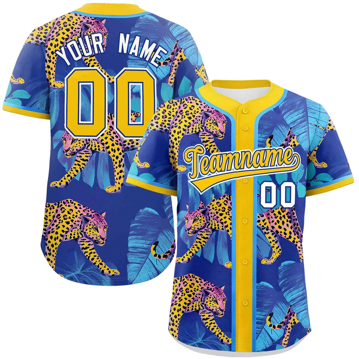 Gold Leopard Graffiti Pattern Authentic Baseball Jersey