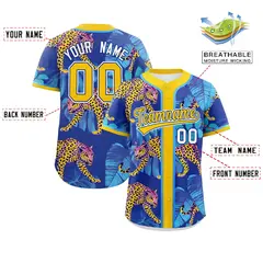 Gold Leopard Graffiti Pattern Authentic Baseball Jersey 2