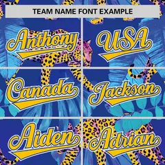Gold Leopard Graffiti Pattern Authentic Baseball Jersey 3