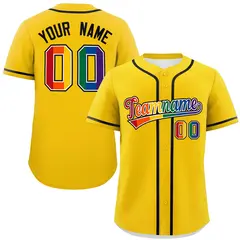 Gold LGBT Rainbow Pride Month Baseball Jersey