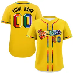 Gold LGBT Rainbow Pride Month Baseball Jersey 1