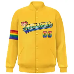 Gold LGBT Rainbow Pride Month Letterman Baseball Jacket 3
