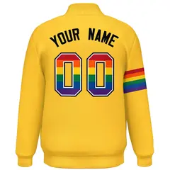 Gold LGBT Rainbow Pride Month Letterman Baseball Jacket 4