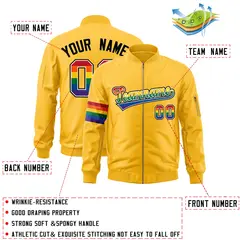 Gold LGBT Rainbow Pride Month Letterman Bomber Jacket 2
