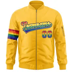 Gold LGBT Rainbow Pride Month Letterman Bomber Jacket 3